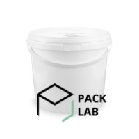 Round white plastic bucket 5 liters with lid